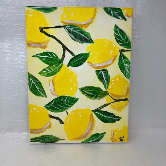 Original Acrylic Painting 12X16 Canvas Lemon Burst Expressionism Art - Picture 3 of 6